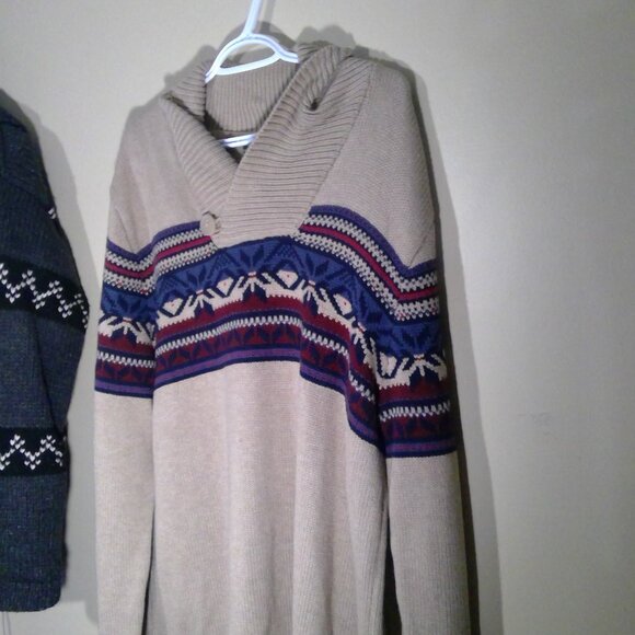 GAP Cotton Knit Fairisle Oatmeal brown XL - Picture 2 of 5